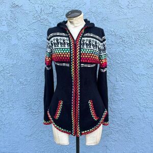 Alpaca wool Cardigan Rainbow sweater Small